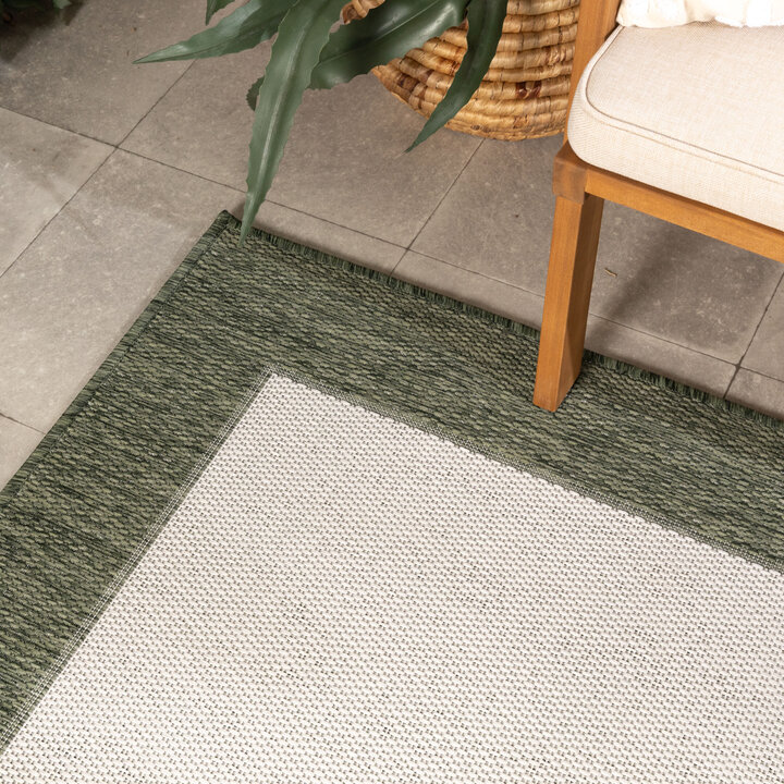 Jute buitenkleed - Nusa Border Creme/Groen  - 1