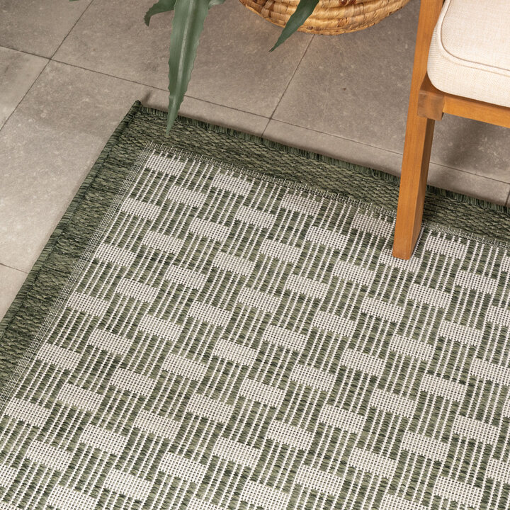 Jute buitenkleed - Nusa Loom Groen/Creme  - 1
