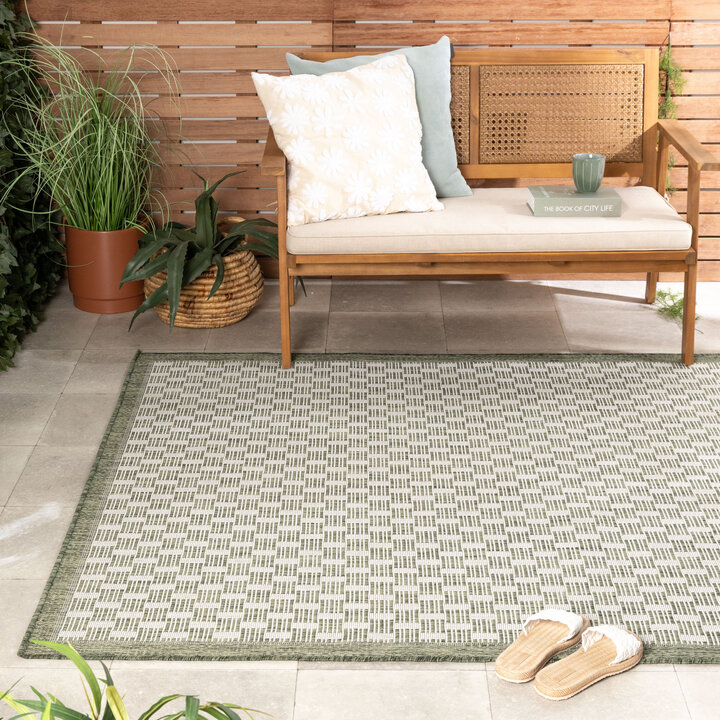 Jute buitenkleed - Nusa Loom Groen/Creme 