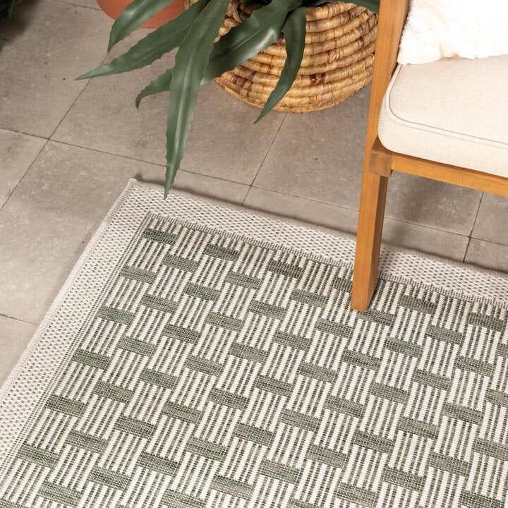 Jute buitenkleed - Nusa Loom Creme/Groen  - 1