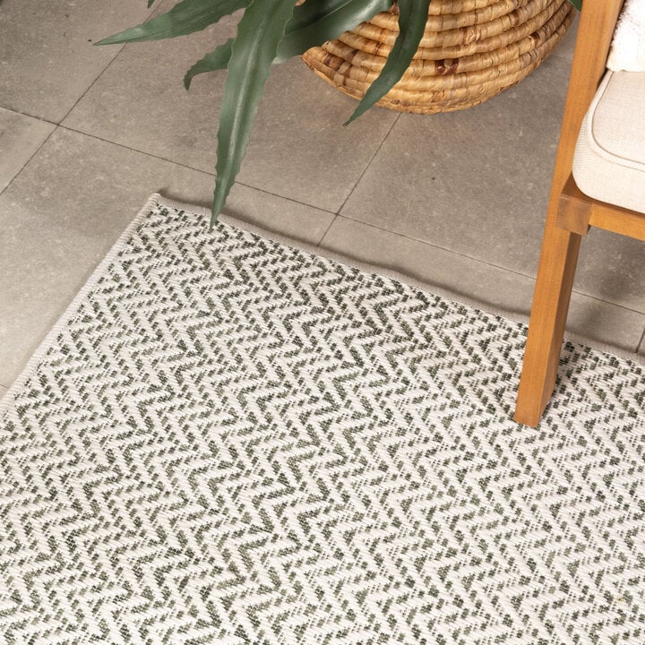 Jute buitenkleed - Nusa Lines Creme/Groen  - 1