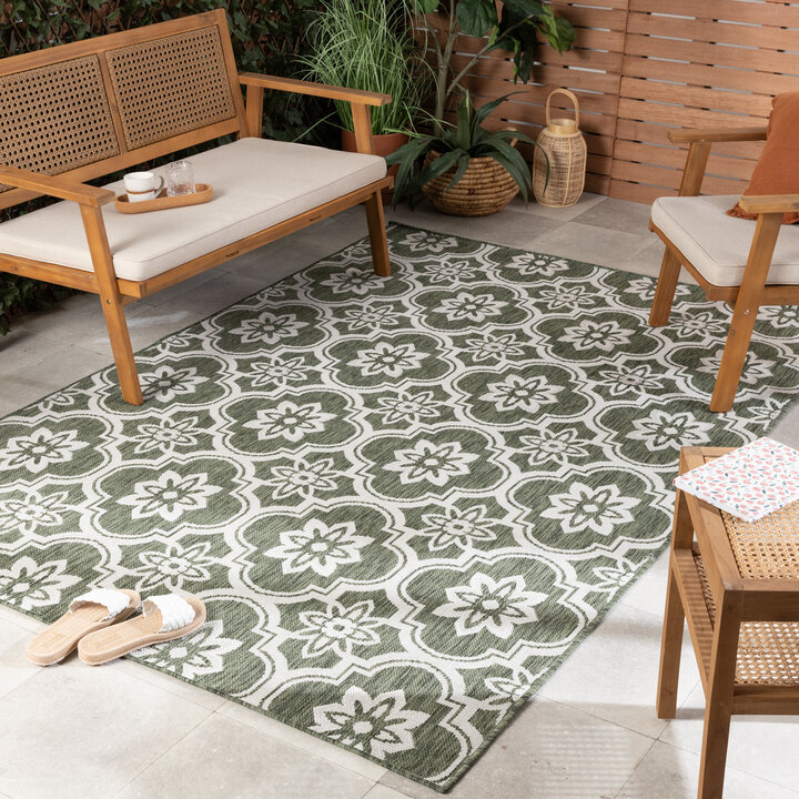 Buitenkleed - Rio Flower Groen 