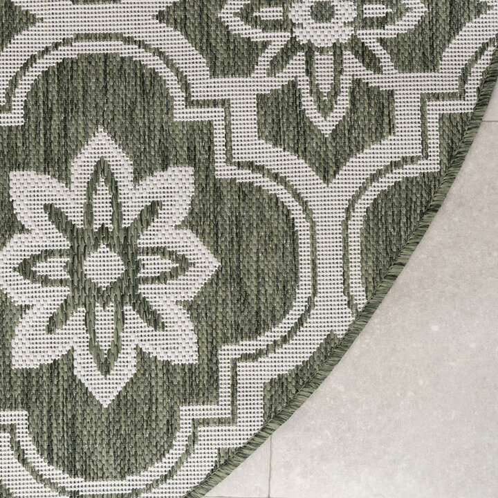 Rond buitenkleed - Rio Flower Groen  - 3