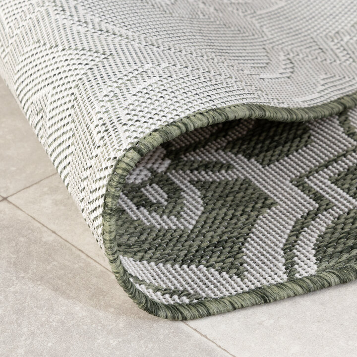 Rond buitenkleed - Rio Flower Groen  - 5