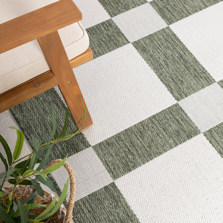 Geometrisch buitenkleed - Faro Blocks Groen - 1