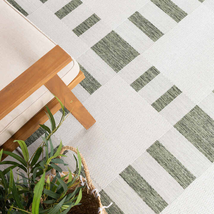 Geometrisch buitenkleed - Faro Tiles Groen - 1
