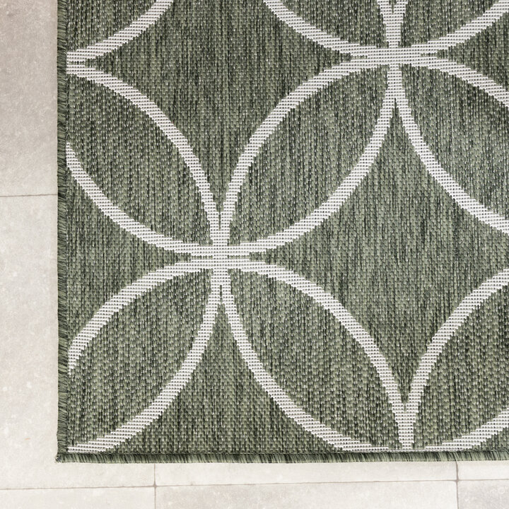 Geometrisch buitenkleed - Faro Ripple Groen/Wit - 3