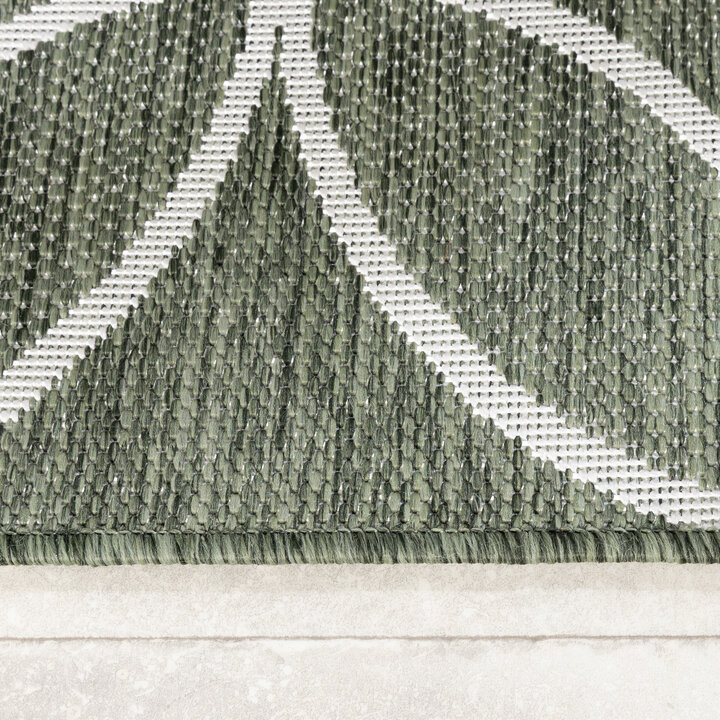 Geometrisch buitenkleed - Faro Ripple Groen/Wit - 4