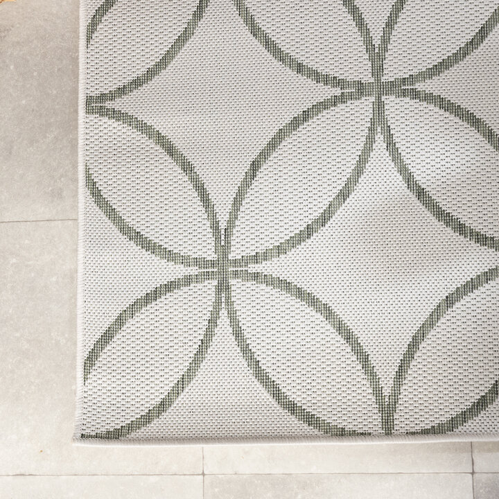 Geometrisch buitenkleed - Faro Ripple Wit/Groen - 3