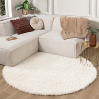 Rond Shaggy vloerkleed - Blaze Wit