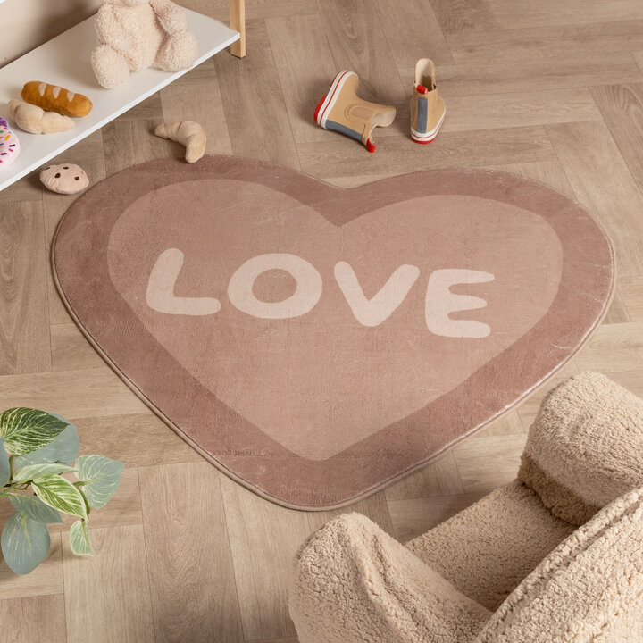 Wasbaar kindervloerkleed - Lexi Heart Roze