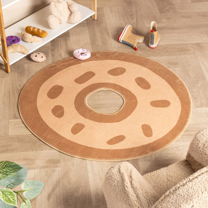 Wasbaar kindervloerkleed - Lexi Donut Bruin