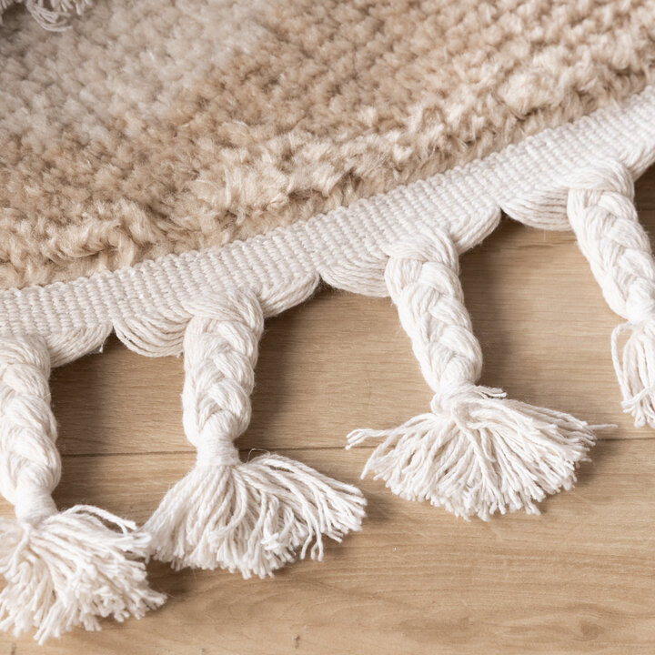 Rond wasbaar kindervloerkleed - Moos Moon Creme  - 5