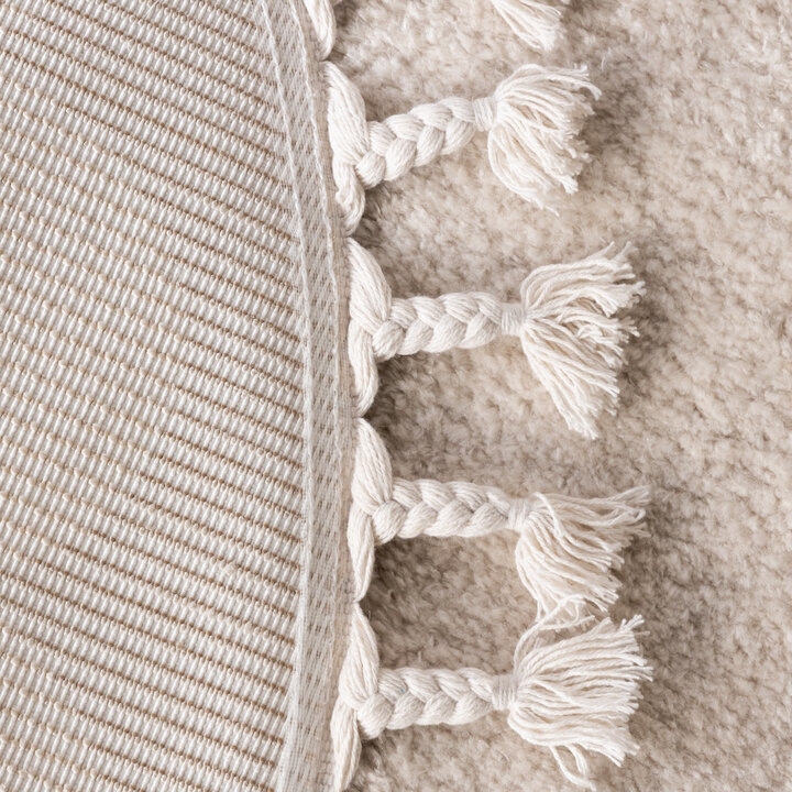 Rond wasbaar kindervloerkleed - Moos Moon Creme  - 6