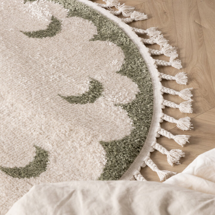 Rond wasbaar kindervloerkleed - Moos Moon Groen  - 2