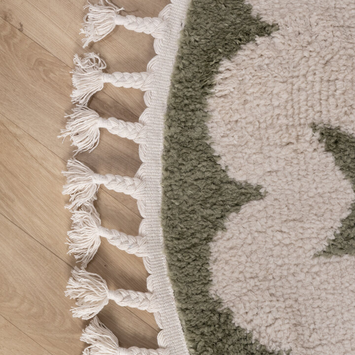 Rond wasbaar kindervloerkleed - Moos Moon Groen  - 4