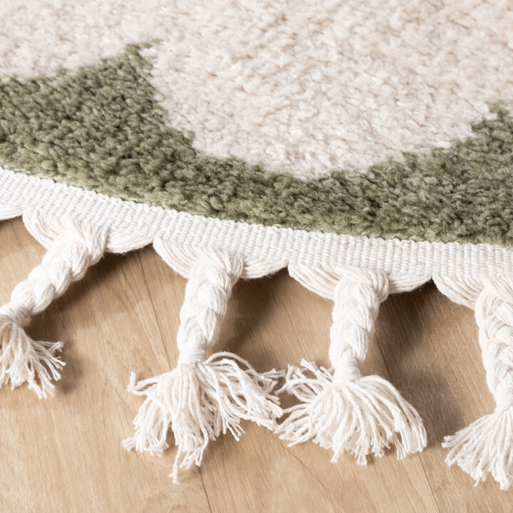 Rond wasbaar kindervloerkleed - Moos Moon Groen  - 5
