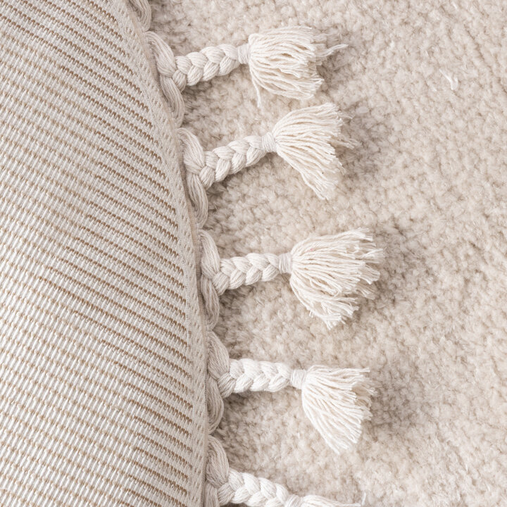 Rond wasbaar kindervloerkleed - Moos Star Creme  - 6