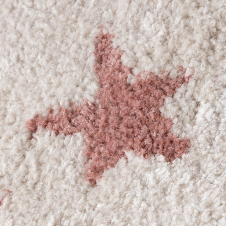 Rond wasbaar kindervloerkleed - Moos Star Roze - 3