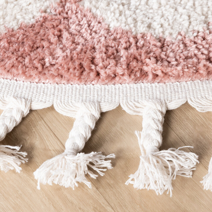 Rond wasbaar kindervloerkleed - Moos Star Roze - 5