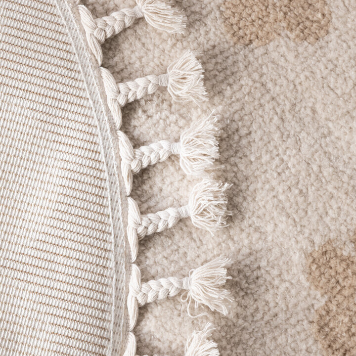 Rond wasbaar kindervloerkleed - Moos Flower Creme  - 6