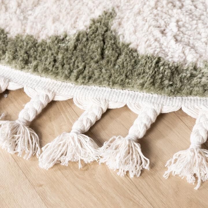 Rond wasbaar kindervloerkleed - Moos Flower Groen  - 5
