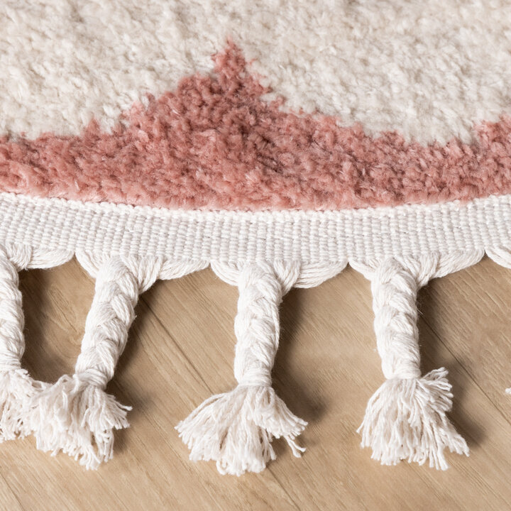 Rond wasbaar kindervloerkleed - Moos Flower Roze  - 5