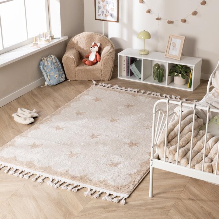 Wasbaar kindervloerkleed - Moos Star Creme 