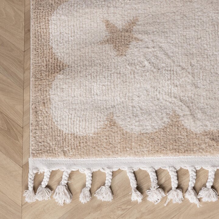 Wasbaar kindervloerkleed - Moos Star Creme  - 4
