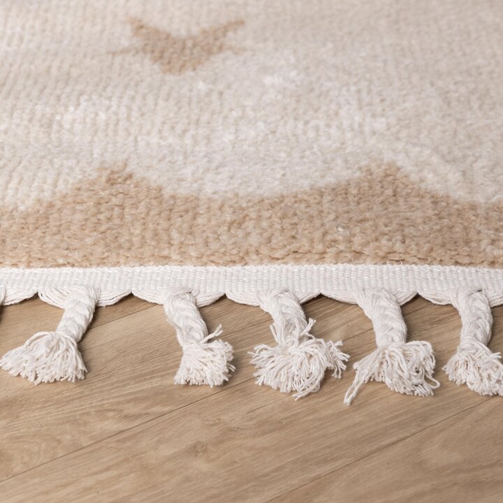 Wasbaar kindervloerkleed - Moos Star Creme  - 5