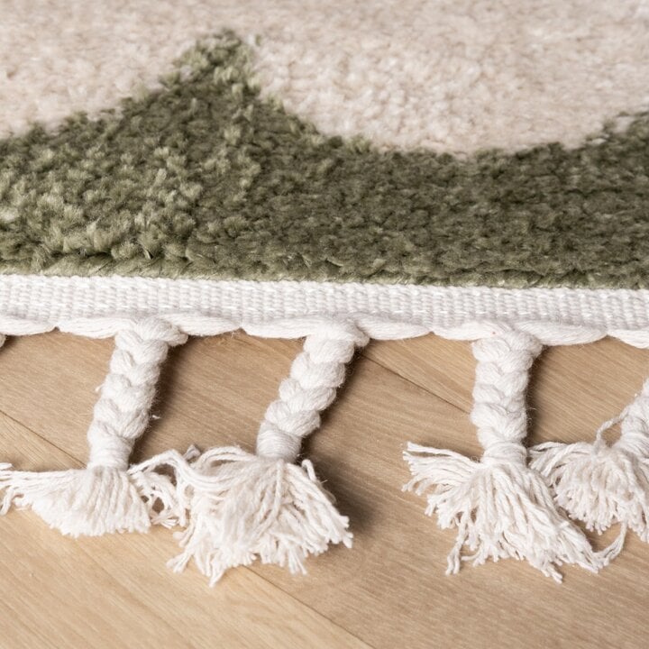Wasbaar kindervloerkleed - Moos Star Groen  - 5
