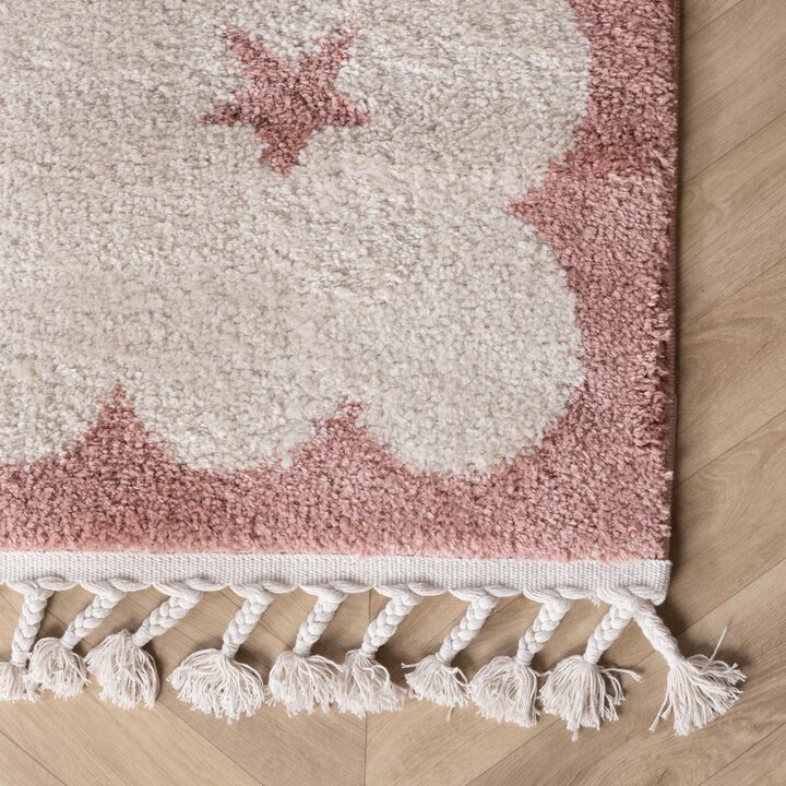 Wasbaar kindervloerkleed - Moos Star Roze  - 4