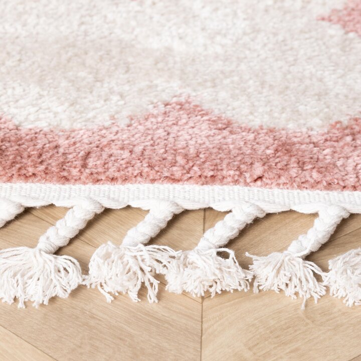 Wasbaar kindervloerkleed - Moos Star Roze  - 5