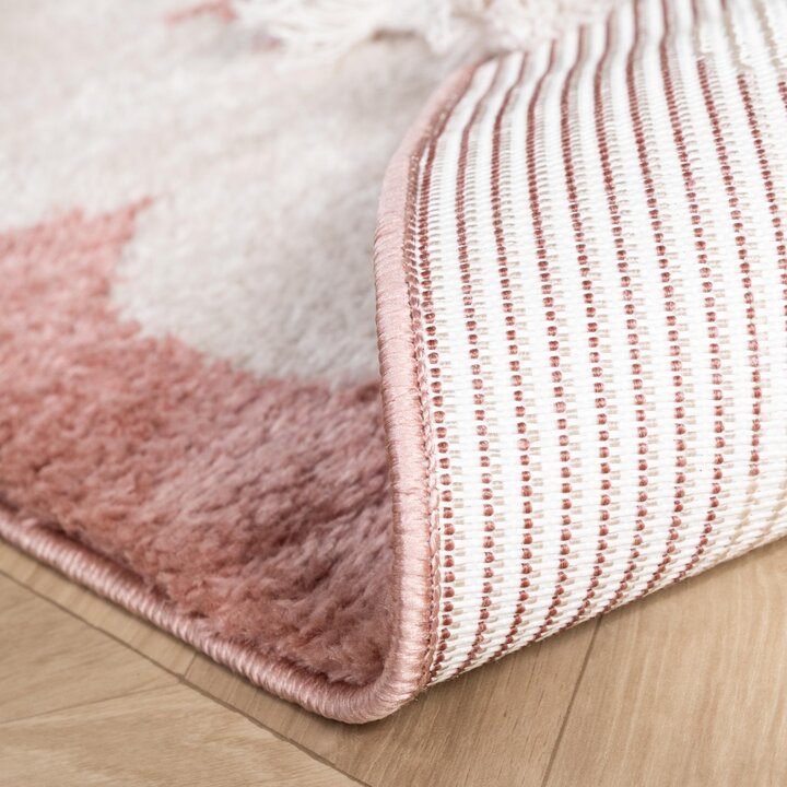 Wasbaar kindervloerkleed - Moos Star Roze  - 6