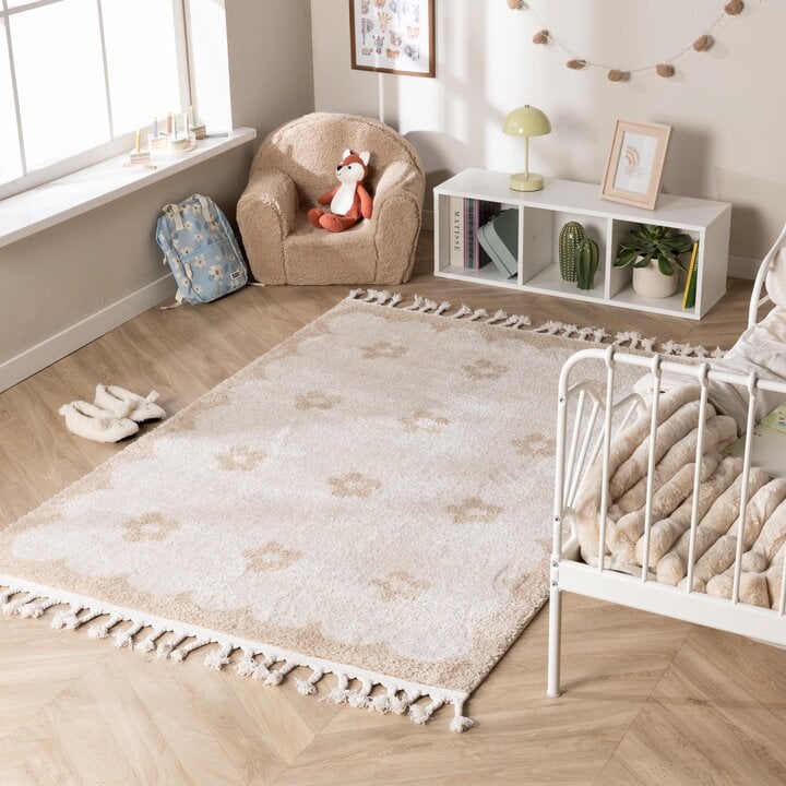 Wasbaar kindervloerkleed - Moos Flower Creme 