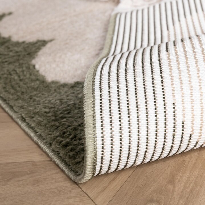 Wasbaar kindervloerkleed - Moos Flower Groen  - 5
