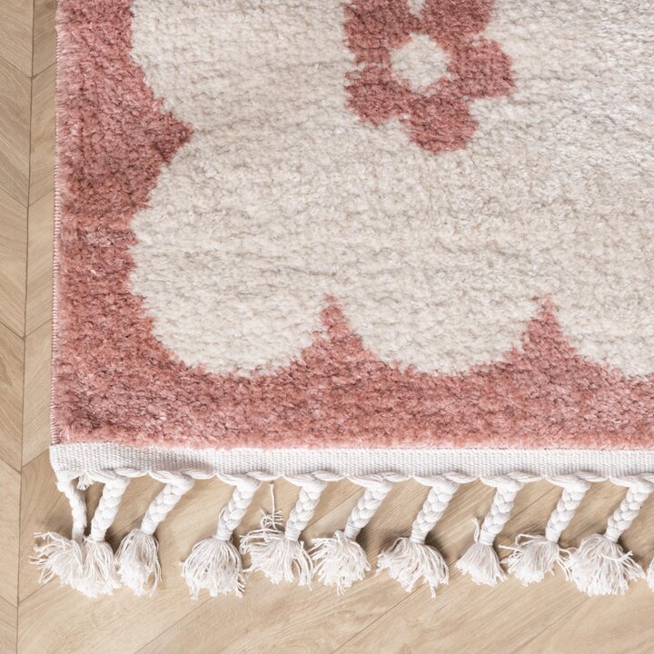 Wasbaar kindervloerkleed - Moos Flower Roze  - 3