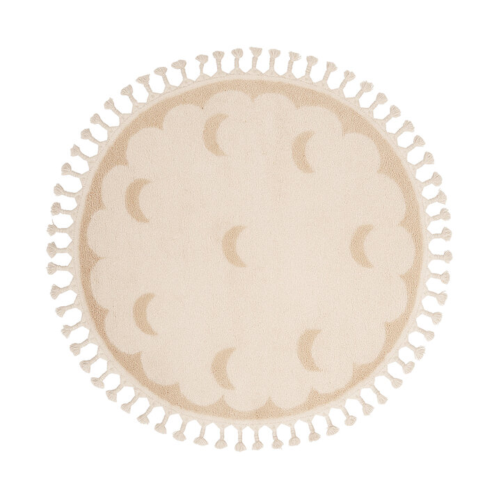 Rond wasbaar kindervloerkleed - Moos Moon Creme  - 1
