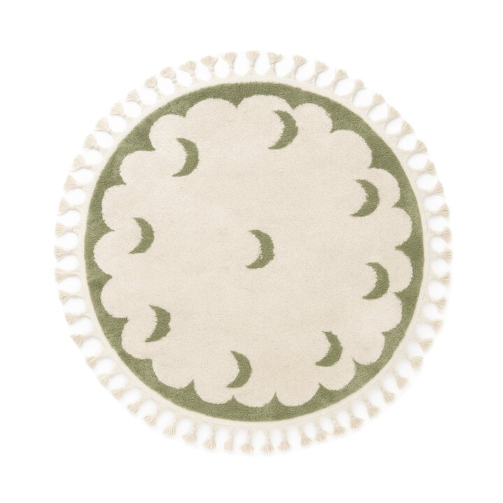 Rond wasbaar kindervloerkleed - Moos Moon Groen  - 1