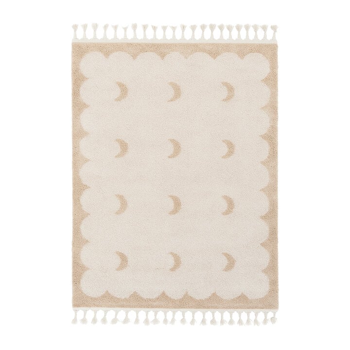 Wasbaar kindervloerkleed - Moos Moon Creme  - 1