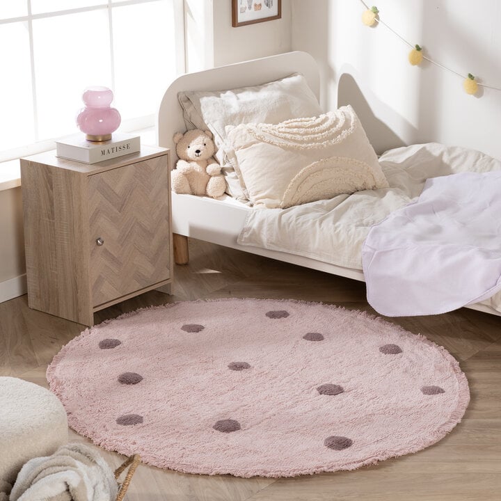 Rond Vloerkleed Kinderkamer - Lou Dots Paars 
