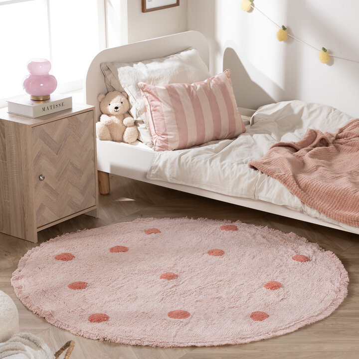 Rond Vloerkleed Kinderkamer - Lou Dots Roze 