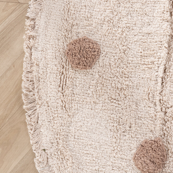 Rond Vloerkleed Kinderkamer - Lou Dots Taupe  - 4