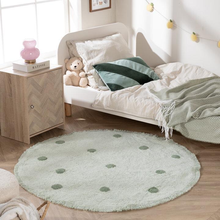 Rond Vloerkleed Kinderkamer - Lou Dots Groen 