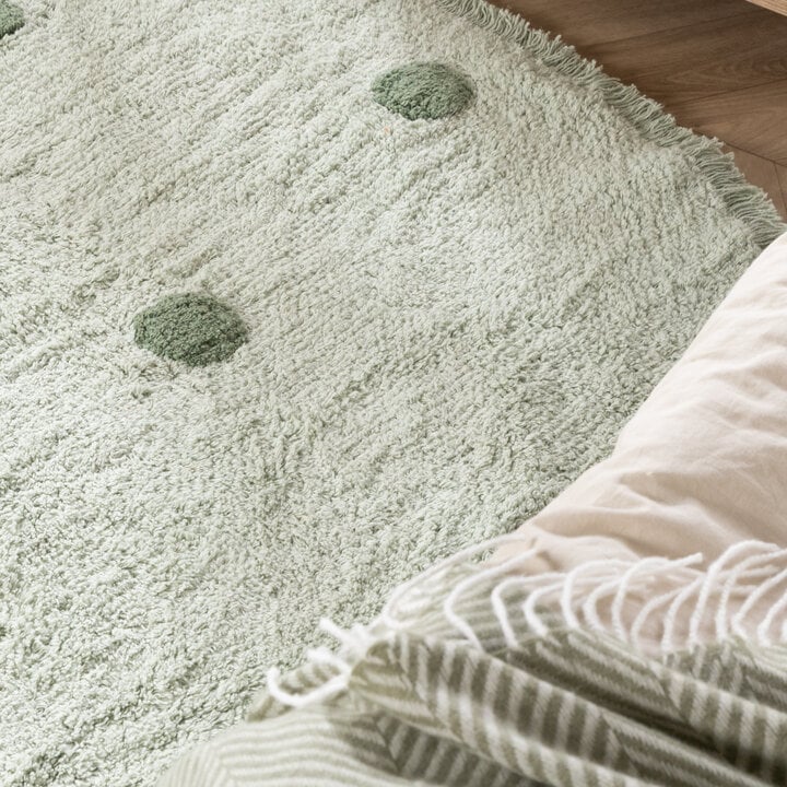 Rond Vloerkleed Kinderkamer - Lou Dots Groen  - 2