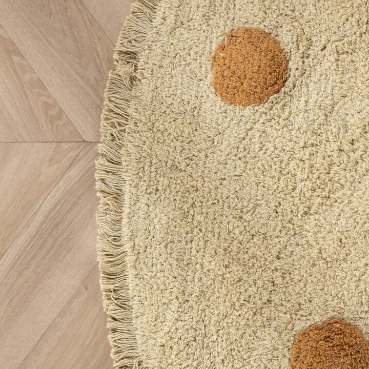 Rond Vloerkleed Kinderkamer - Lou Dots Geel  - 4