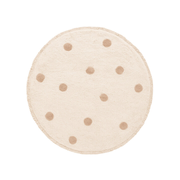 Rond Vloerkleed Kinderkamer - Lou Dots Taupe  - 1