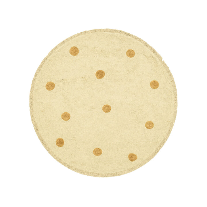 Rond Vloerkleed Kinderkamer - Lou Dots Geel  - 1