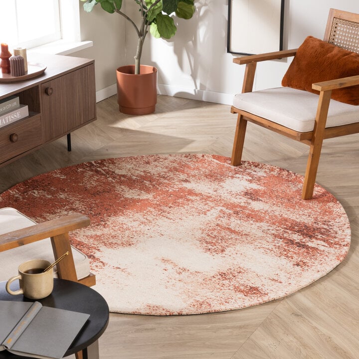 Rond abstract vloerkleed - Candice Terracotta