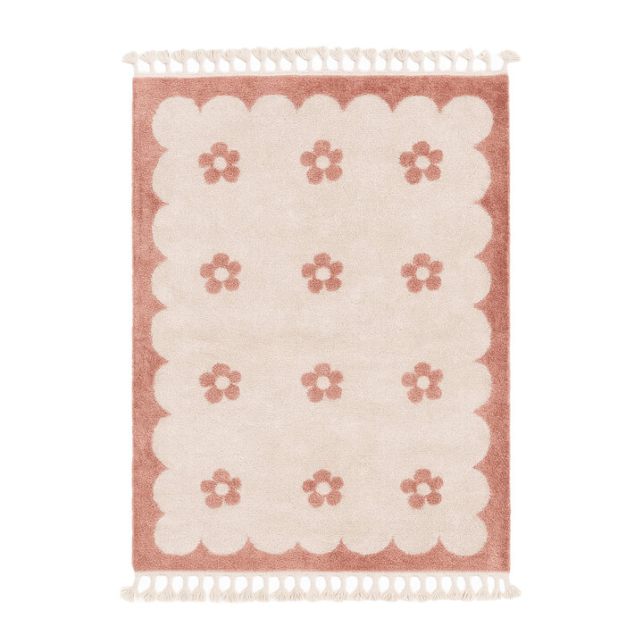 Wasbaar kindervloerkleed - Moos Flower Roze  - 1